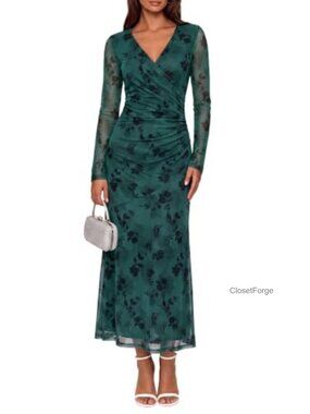 Long Sleeve Floral Maxi Dress Mesh Bodycon Wedding Guest Formal